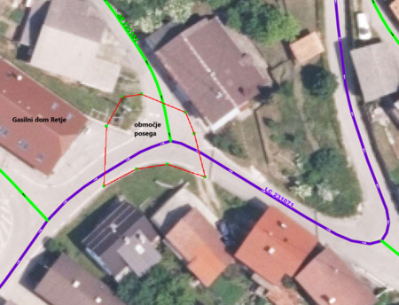 Območje posega zapora Retje