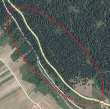 Delna zapora ceste od Retij proti Blokam